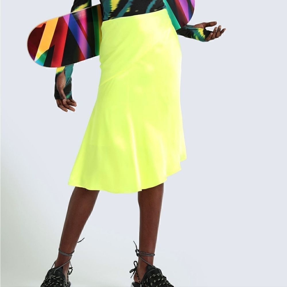 Helmut Lang Neon Yellow Midi Skirt 8